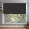 Black Roller Shades in window