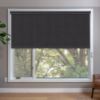 Black Roller Shades in window