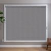 	Grey Roller Shades in room