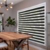Black blackout zebra blinds in hall