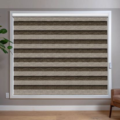 Light Brown Zebra Blinds in room