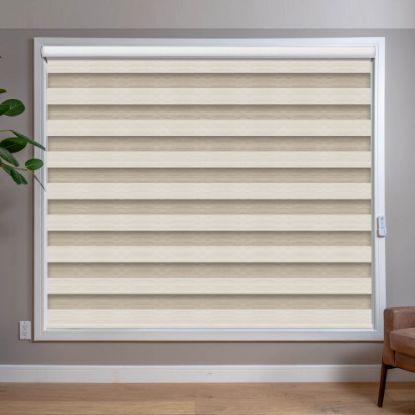 Black blackout zebra blinds in hall