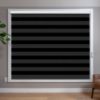 Black blackout zebra blinds in hall