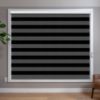 Grey/Silver Zebra blinds in room