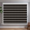 Dark Blackout Zebra blinds in room